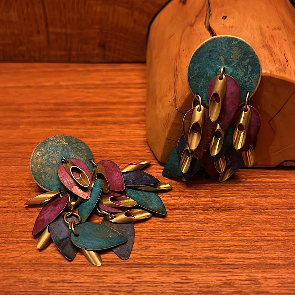 Vintage - 80’s Multicolor Dangle Earrings